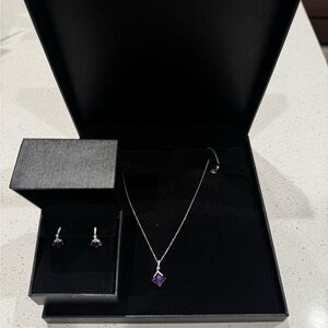 Kay Jewelers Amethyst & White Sapphire Necklace and Earrings Set